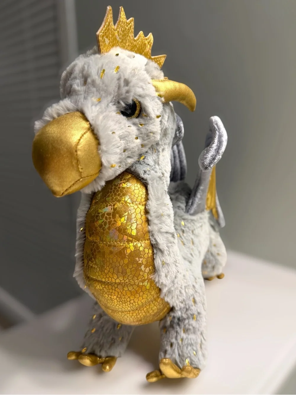 Douglas Midas Gold Fleck Dragon Plush 22” Gray Gold Fantasy Stuffed Animal